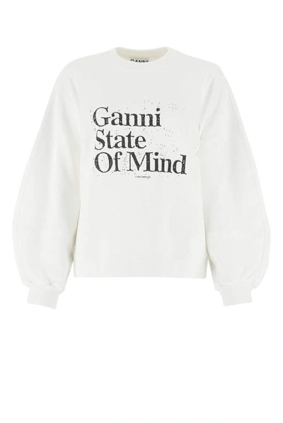 Shop Ganni Isoli Text Print Sweatshirt In White