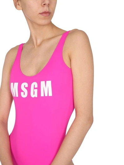 Shop Msgm Logo Print One In Pink