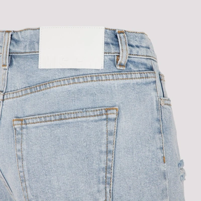 Shop Msgm Logo Embroidered Frayed Shorts In Blue