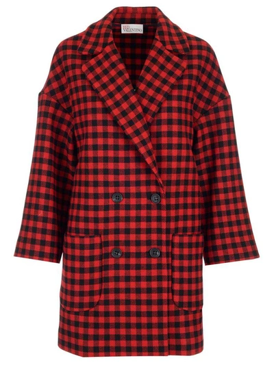 Shop Red Valentino Redvalentino Plaid Oversized Coat