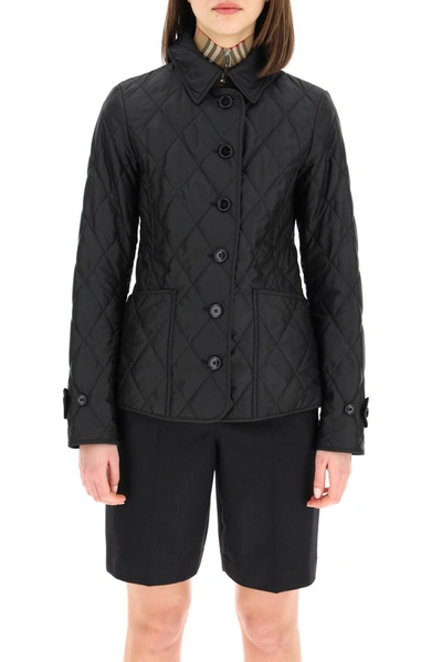 Shop Burberry Diamond Quilted Jacket In Black