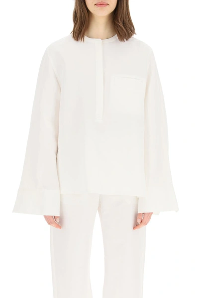 Shop Totême Half Button Shirt In White