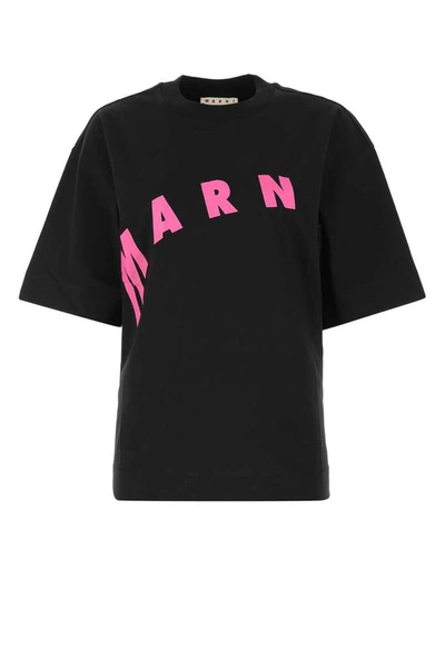 Shop Marni Logo Print T In Black