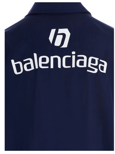 Shop Balenciaga Sponsor Logo Shirt In Blue