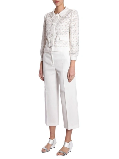 Shop Boutique Moschino Wide Leg Cropped Trousers In White