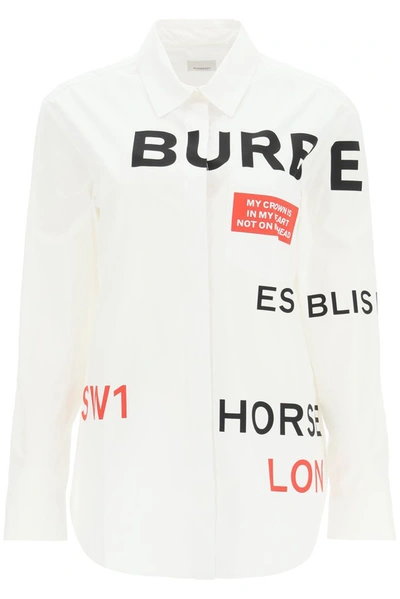 Shop Burberry Horseferry Print Oversized Shirt In White