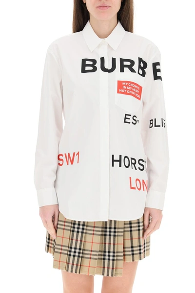 Shop Burberry Horseferry Print Oversized Shirt In White