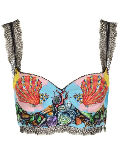 Shop Versace Trésor De La Mer Print Bralette Top In Multi