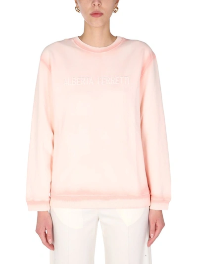 Shop Alberta Ferretti Logo Embroidered Sweatshirt In Pink