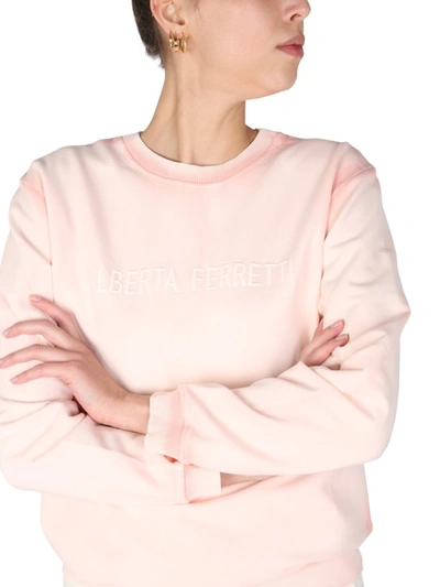 Shop Alberta Ferretti Logo Embroidered Sweatshirt In Pink