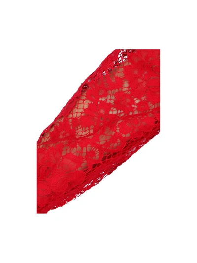 Shop Dolce & Gabbana Pussy Bow Lace Shirt In Red