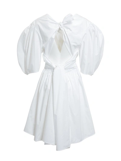Shop Msgm Wrap Smock Dress In White