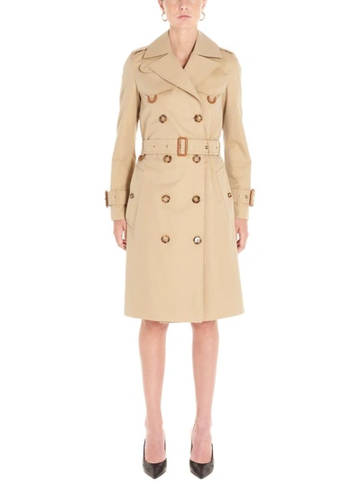Shop Burberry Islington Double Breasted Belted Coat In Beige