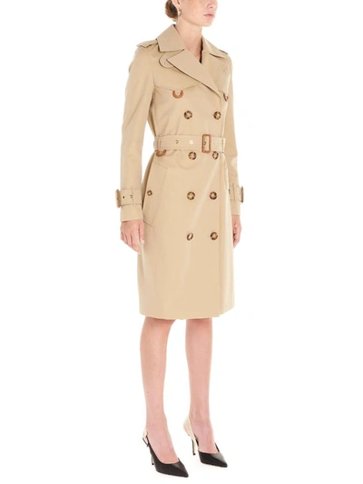 Shop Burberry Islington Double Breasted Belted Coat In Beige