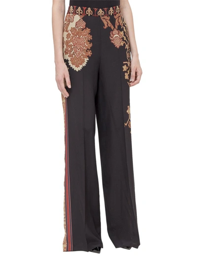 Shop Etro Graphic Printed Wide Leg Pants In Black