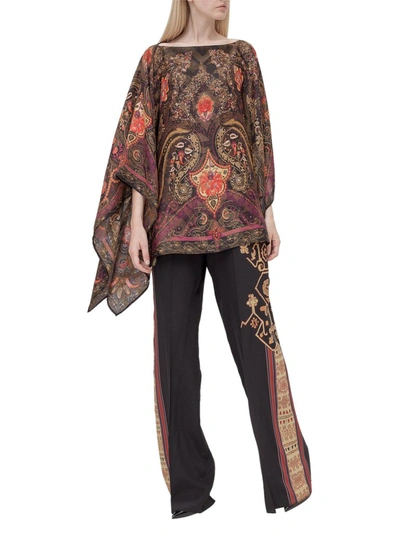 Shop Etro Graphic Printed Wide Leg Pants In Black