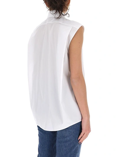 Shop Prada Poplin Sleeveless Shirt In White