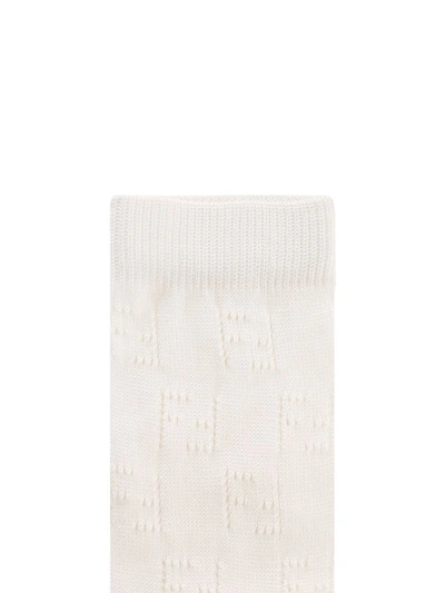 Shop Fendi Ff Embroidered Socks In White