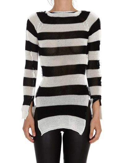 Shop Marni Striped Knit Sweater In Black