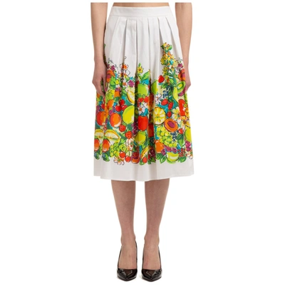 Shop Boutique Moschino Fruit Print Pleated Skirt In Multi