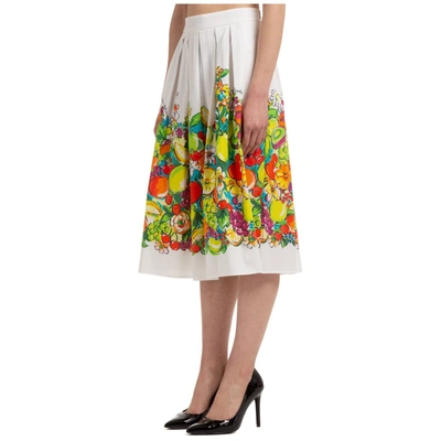 Shop Boutique Moschino Fruit Print Pleated Skirt In Multi