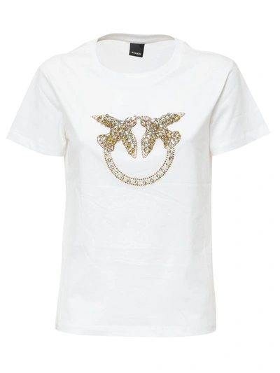 Shop Pinko Quentin Embellished Logo T In White