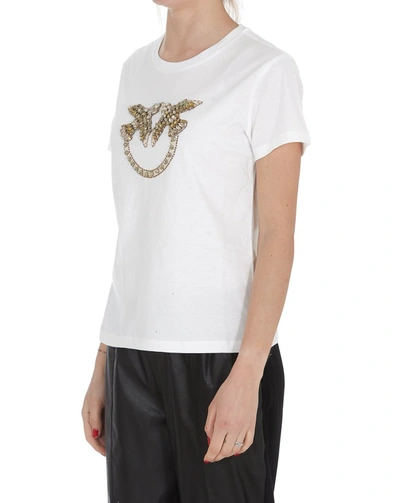 Shop Pinko Quentin Embellished Logo T In White