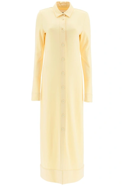 Shop Jil Sander Maxi Shirt Dress In Yellow