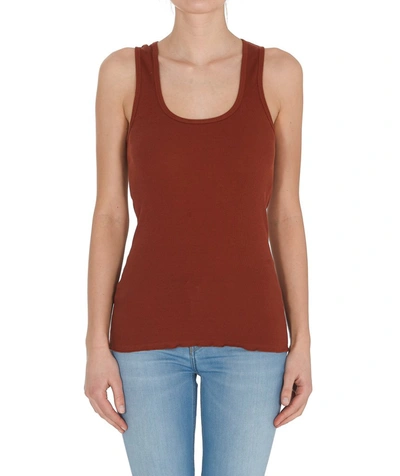 Shop Pinko Ribbed Knit Tank Top In Brown