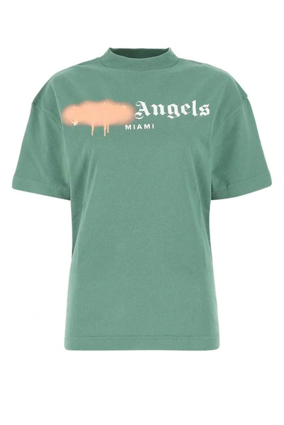 Shop Palm Angels Miami Logo Sprayed T In Green