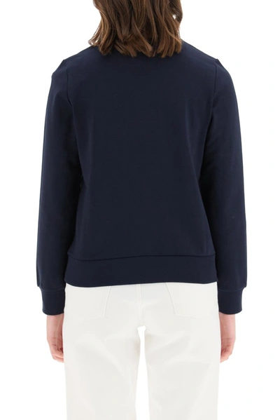 Shop Apc A.p.c. Viva Logo Flocked Sweatshirt In Navy