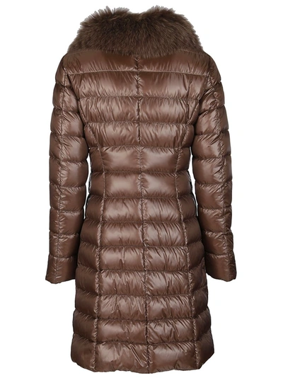 Shop Herno Elisa Fur Trimmed Padded Coat In Brown