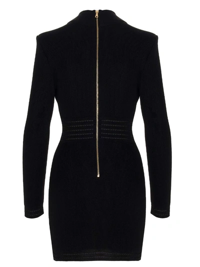 Shop Balmain Knitted Tailored Dress In Black