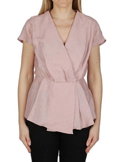 Shop Agnona Peplum Short Sleeve Blouse In Pink