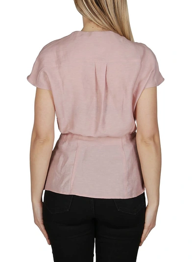 Shop Agnona Peplum Short Sleeve Blouse In Pink