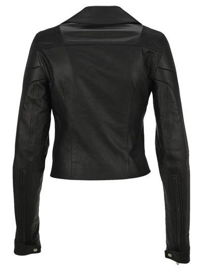 Shop Rick Owens Leather Biker Jacket In Black