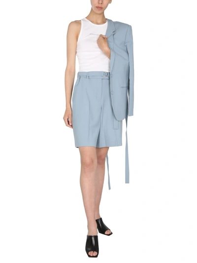 Shop Helmut Lang Suit Belted Shorts In Blue