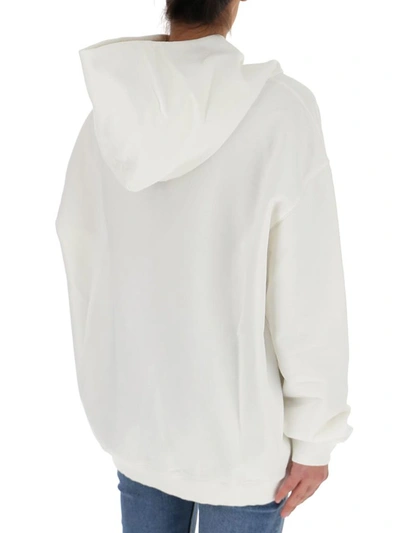 Shop Maison Margiela Tape Logo Print Hoodie In White