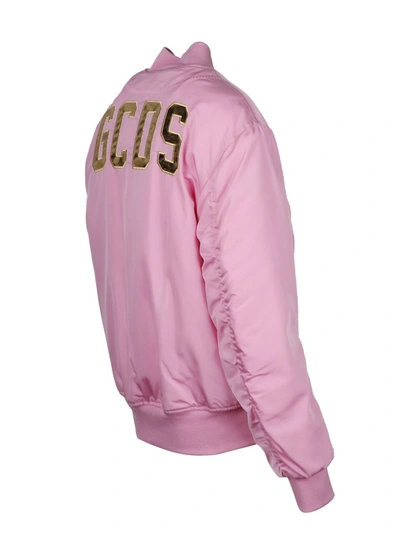 Shop Gcds Logo Print Bomber Jacket In Pink