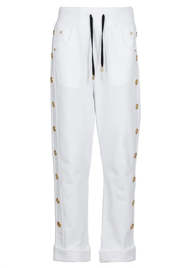 Shop Balmain Button Detail Track Pants In White