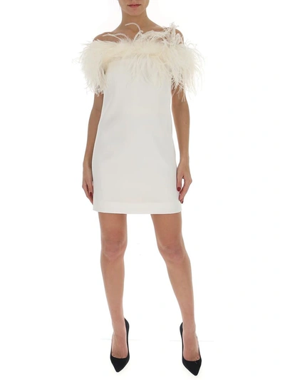 Shop Saint Laurent Off The Shoulder Dress In White