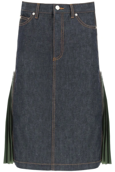 Shop Apc A.p.c. Mai Pleated Denim Skirt In Multi