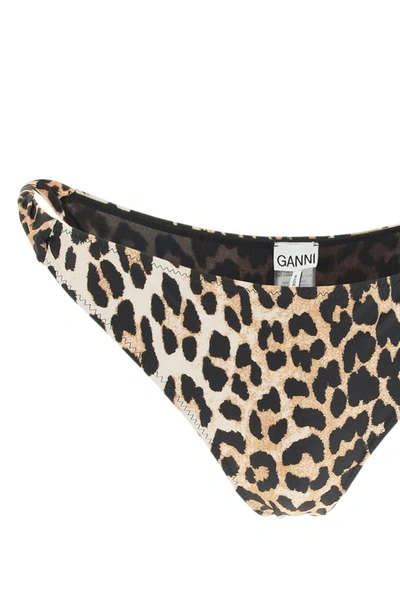 Shop Ganni Leopard Print Bikini Bottoms In Multi