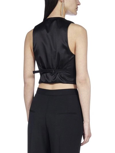 Shop Saint Laurent Contrast Trim Waistcoat In Black