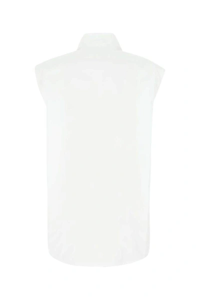 Shop Prada Sleeveless Buttoned Shirt In White
