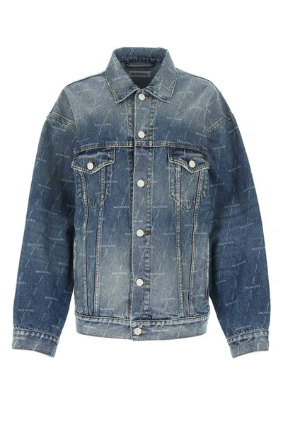 Shop Balenciaga Oversized Denim Jacket In Blue