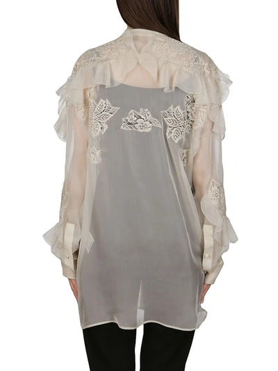 Shop Valentino Ruffled Lace Detail Shirt In White