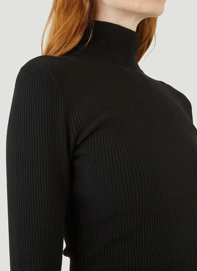 Shop Saint Laurent Ribbed Knit Sweater In Black