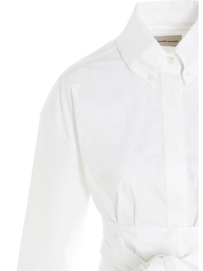 Shop Alexandre Vauthier Tie Waisted Mini Shirt Dress In White