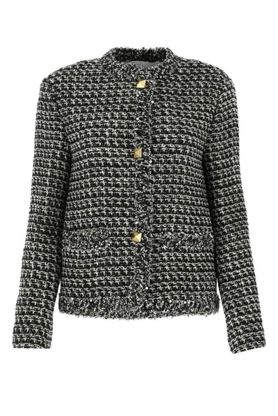 Shop Valentino Sequins Detail Tweed Jacket In Multi